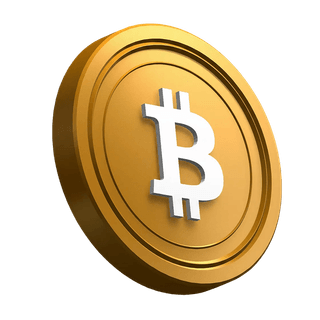 Elemento visual de moeda Bitcoin BTC inclinada na seção hero